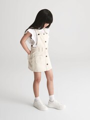 Reiss Ecru Loren Jr Denim Dungaree Dress - Image 3 of 5