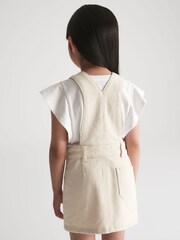 Reiss Ecru Loren Jr Denim Dungaree Dress - Image 4 of 5