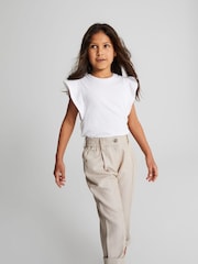 Reiss Oatmeal Shae Junior Linen Blend Pull On Trousers - Image 4 of 5