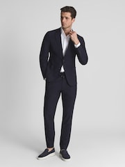 Reiss Navy Voyage Single Breasted Technical Slim Fit Blazer - Image 3 of 7