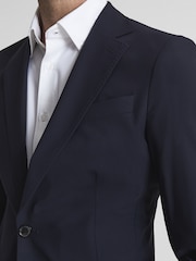 Reiss Navy Voyage Single Breasted Technical Slim Fit Blazer - Image 6 of 7