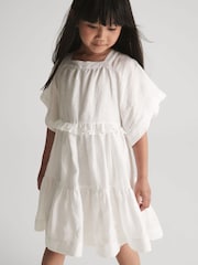 Reiss White Allie Junior Tiered Mini Dress - Image 1 of 7