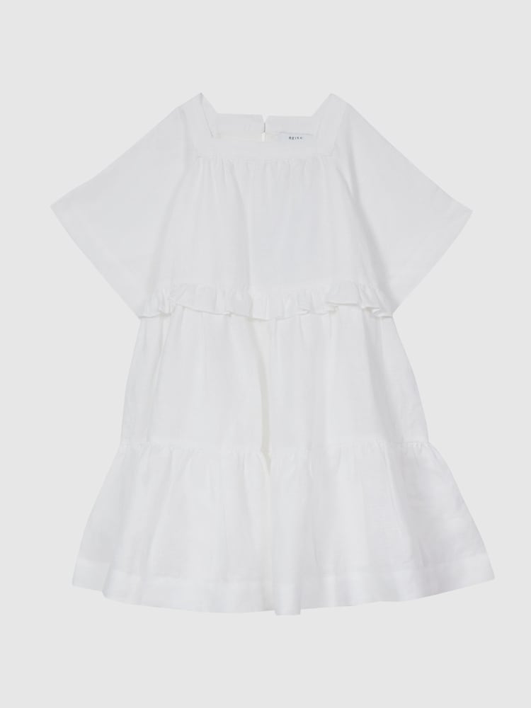 Reiss White Allie Junior Tiered Mini Dress - Image 2 of 7