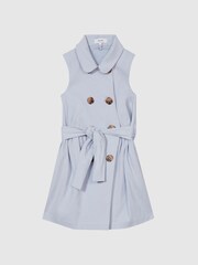 Reiss Pale Blue Dana Junior Linen Blend Mini Dress - Image 2 of 6
