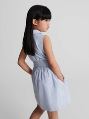 Reiss Pale Blue Dana Junior Linen Blend Mini Dress - Image 5 of 6