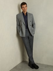 Reiss Navy Kiana Slim Fit Cotton Blend Shirt - Image 3 of 7