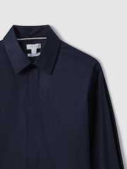 Reiss Navy Kiana Slim Fit Cotton Blend Shirt - Image 5 of 7