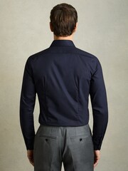 Reiss Navy Kiana Slim Fit Cotton Blend Shirt - Image 6 of 7