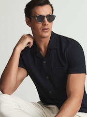Reiss Black/White Barstow Round Sunglasses - Image 1 of 8