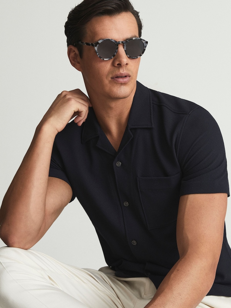 Reiss Black/White Barstow Round Sunglasses - Image 1 of 8