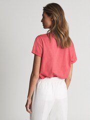 Reiss Coral Luana Cotton-Jersey V-Neck T-Shirt - Image 4 of 5