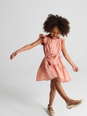 Reiss Pink Malin Junior Textured Mini Dress - Image 1 of 6