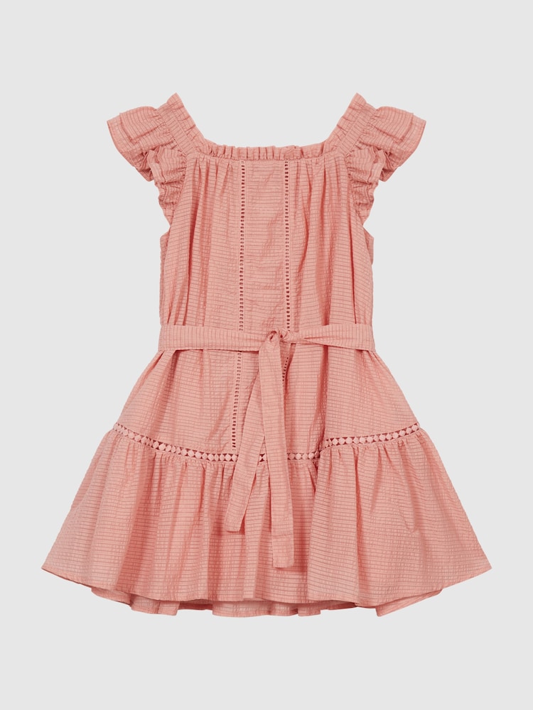 Reiss Pink Malin Junior Textured Mini Dress - Image 2 of 6