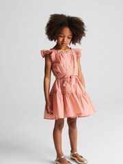 Reiss Pink Malin Junior Textured Mini Dress - Image 3 of 6