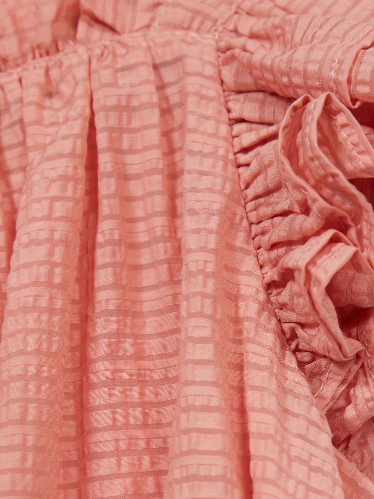 Reiss Pink Malin Junior Textured Mini Dress - Image 6 of 6