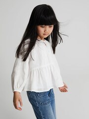 Reiss White Lee Junior Long Sleeve Blouse - Image 1 of 8