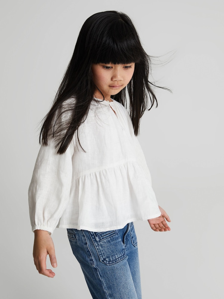 Reiss White Lee Junior Long Sleeve Blouse - Image 1 of 8