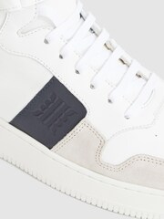 Reiss White/Blue Mix Aira High Top Leather Trainers - Image 4 of 7