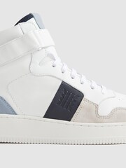 Reiss White/Blue Mix Aira High Top Leather Trainers - Image 7 of 7