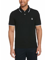 Schwarz - Original Penguin Polo-Shirt mit Zierstreifen - Bild 1 von 3