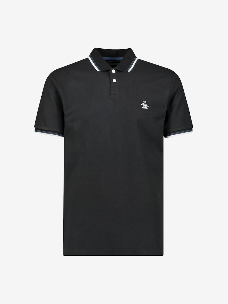 Schwarz - Original Penguin Polo-Shirt mit Zierstreifen - Bild 3 von 3