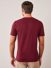 Red Burgundy Slim Fit Essential Crew Neck Cotton T-Shirt - Image 2 of 5