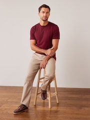 Red Burgundy Slim Fit Essential Crew Neck Cotton T-Shirt - Image 3 of 5