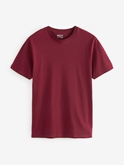 Red Burgundy Slim Fit Essential Crew Neck Cotton T-Shirt - Image 5 of 5