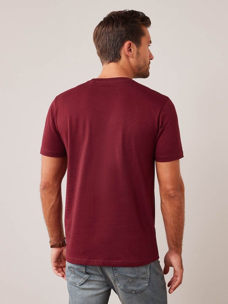 Burgundy Red Regular Fit Essential V-Neck T-Shirt - Image 2 of 5