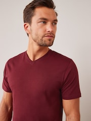 Burgundy Red Regular Fit Essential V-Neck T-Shirt - Image 4 of 5