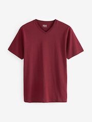 Burgundy Red Regular Fit Essential V-Neck T-Shirt - Image 5 of 5
