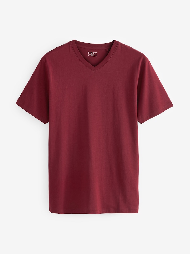 Burgundy Red Regular Fit Essential V-Neck T-Shirt - Image 5 of 5