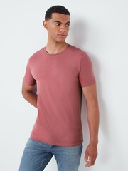 Pink Light Slim Fit Essential Crew Neck T-Shirt - Image 1 of 5