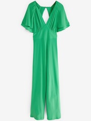 Green Flute Sleeve V-Neck Jumpsuit - Image 2 of 2
