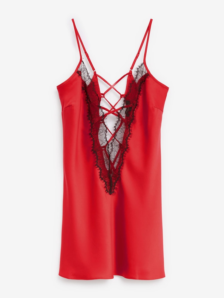 Ann Summers Red Cherryann Satin Chemise Slip Nightie - Image 5 of 5