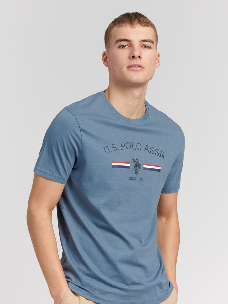 U.S. Polo Assn. China Blue Stripe Rider 100% Cotton T-Shirt - Image 1 of 5