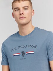 U.S. Polo Assn. China Blue Stripe Rider 100% Cotton T-Shirt - Image 3 of 5
