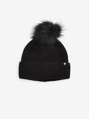 Black Pom Pom Beanie Hat (3-16yrs) - Image 2 of 3