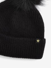 Black Pom Pom Beanie Hat (3-16yrs) - Image 3 of 3