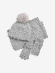 Grey Soft Ribbed Hat, Gloves And Scarf Set (3-16yrs) - Image 2 of 5