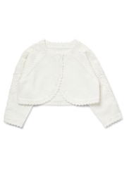 Mamas & Papas Baby White Shrug Occasion 100% Cotton Cardigan - Image 5 of 7