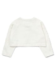 Mamas & Papas Baby White Shrug Occasion 100% Cotton Cardigan - Image 6 of 7