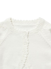 Mamas & Papas Baby White Shrug Occasion 100% Cotton Cardigan - Image 7 of 7