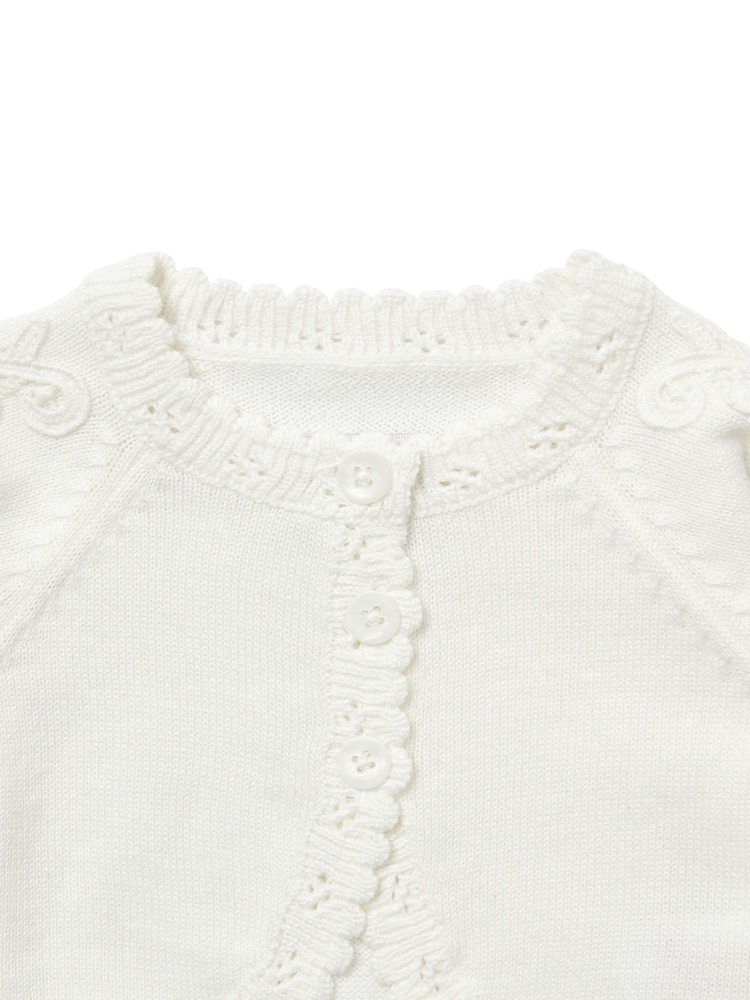 Mamas & Papas Baby White Shrug Occasion 100% Cotton Cardigan - Image 7 of 7