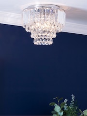 BHS Silver Paladina Crystal Flush Ceiling Fitting Ceiling Light - Image 1 of 5