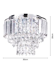 BHS Silver Paladina Crystal Flush Ceiling Fitting Ceiling Light - Image 4 of 5