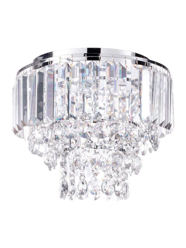 BHS Silver Paladina Crystal Flush Ceiling Fitting Ceiling Light - Image 5 of 5