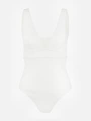 Accessorize White Ribbed Plunge Lexi Swimsuit - Image 4 of 4