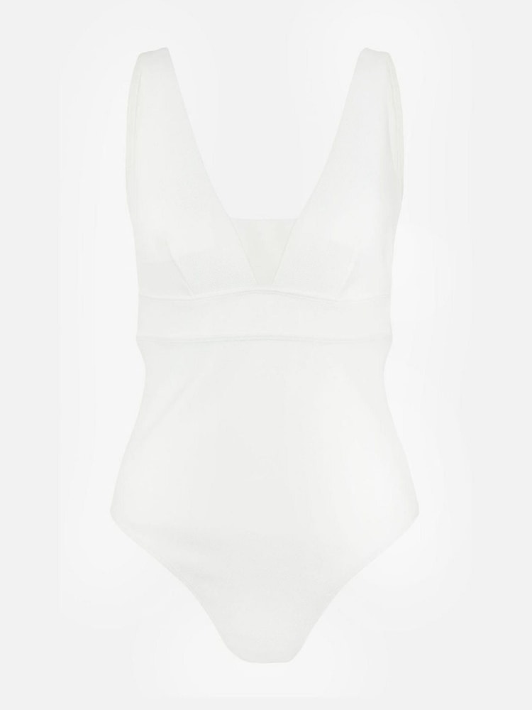 Accessorize White Ribbed Plunge Lexi Swimsuit - Image 4 of 4