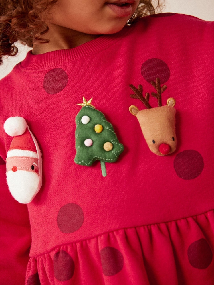 Czerwony z motywem bożonarodzeniowym - Character Sweat Dress (3mths-7yrs) - Image 4 of 7